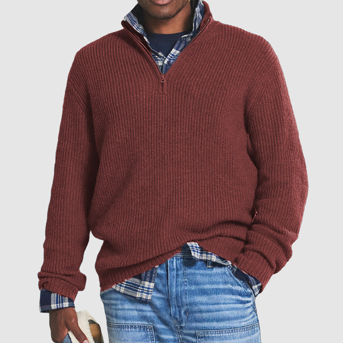 Men's Cashmere Half Zip Pullover Business Casual Style Elegant Comfort 5