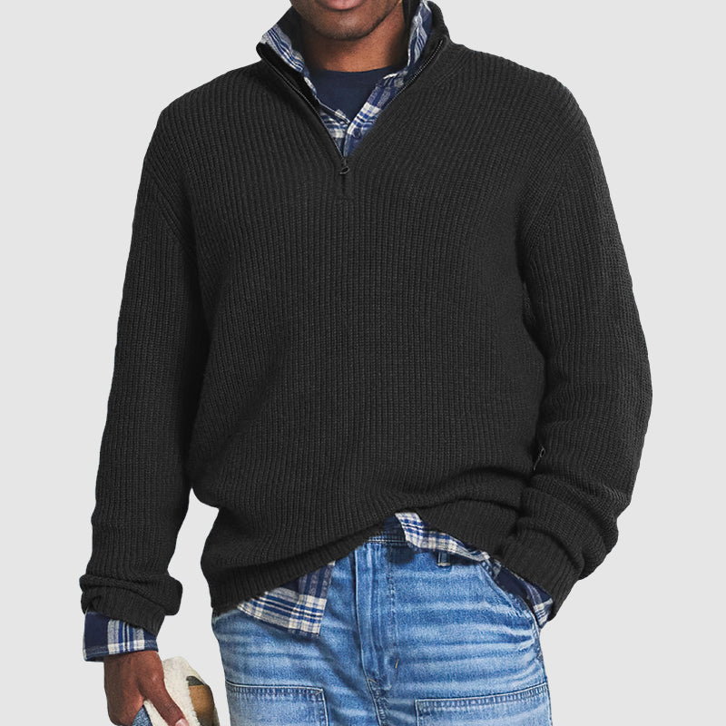 Men's Cashmere Half Zip Pullover Business Casual Style Elegant Comfort 6
