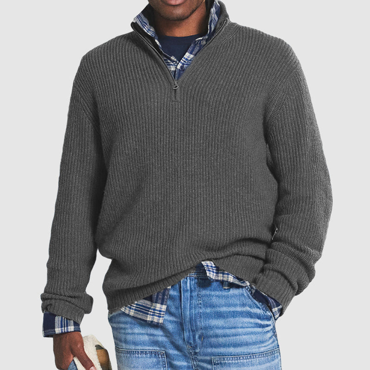 Men's Cashmere Half Zip Pullover Business Casual Style Elegant Comfort 8