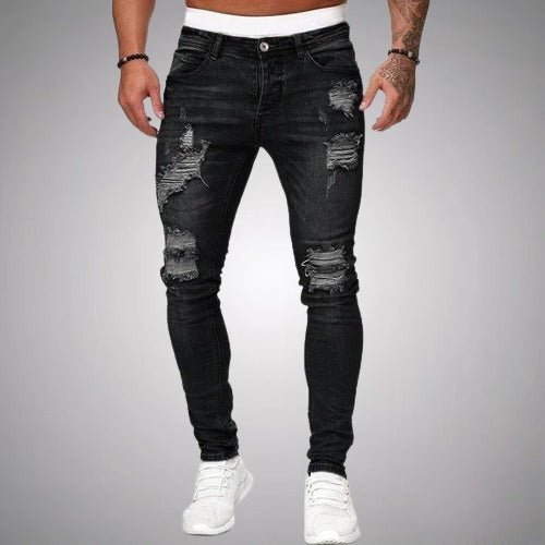 Men's Casual Ripped Pants Slim Fit Trendy Urban Style 0