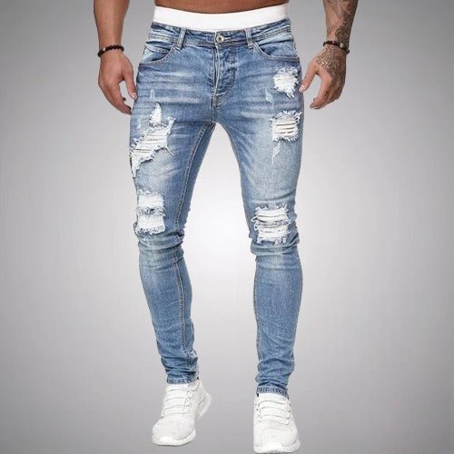 Men's Casual Ripped Pants Slim Fit Trendy Urban Style 1