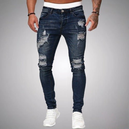 Men's Casual Ripped Pants Slim Fit Trendy Urban Style 3