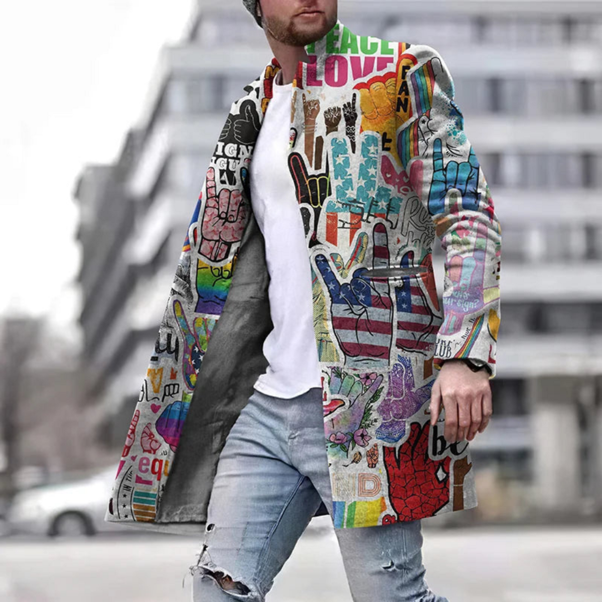 Men's Coat Long Fit Graphic Design Stylish for Every Occasion 0