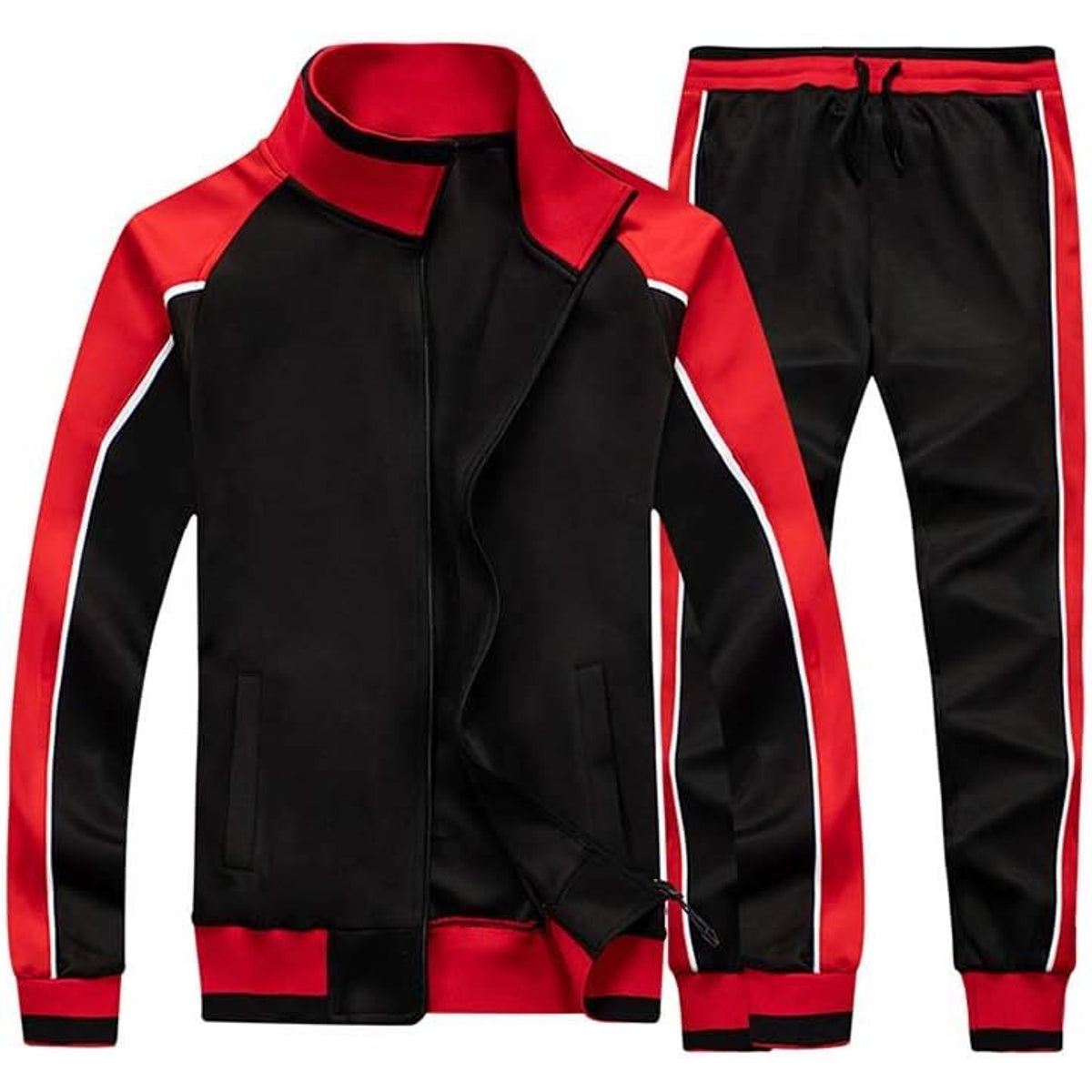 Men's Colorblock Tracksuit 2-Piece Set Athletic Stripe Design Casual Streetwear 0