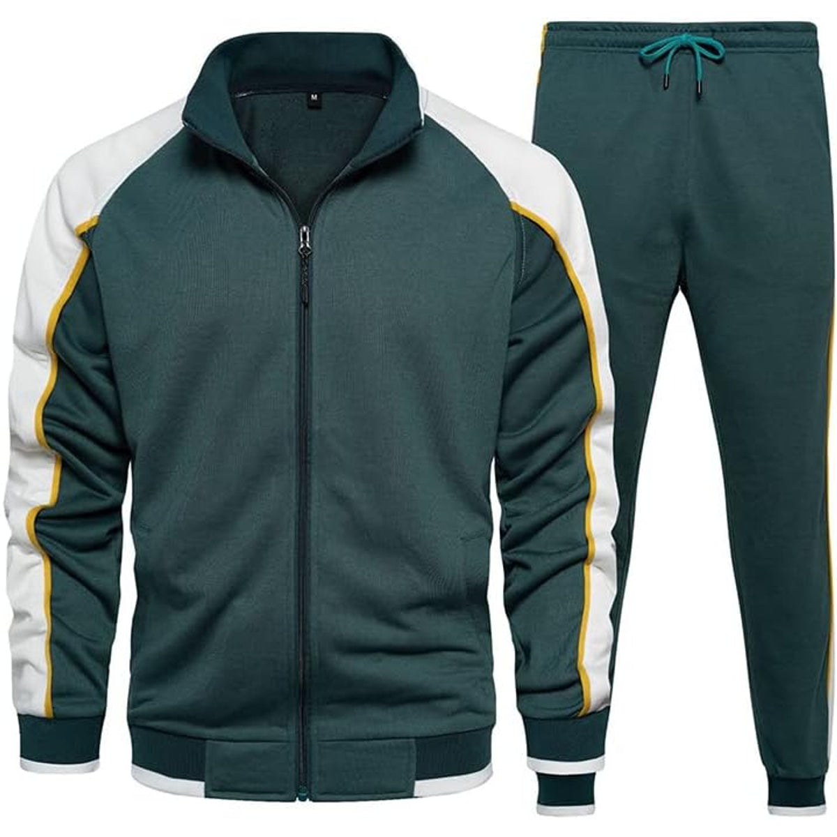 Men's Colorblock Tracksuit 2-Piece Set Athletic Stripe Design Casual Streetwear 1
