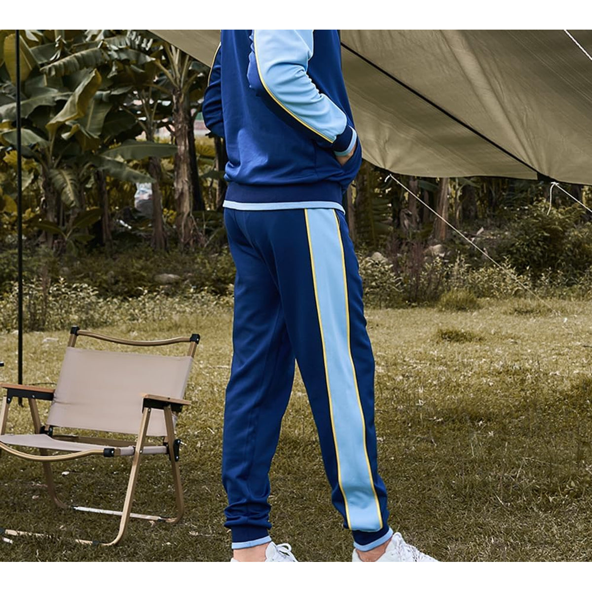 Men's Colorblock Tracksuit 2-Piece Set Athletic Stripe Design Casual Streetwear 11
