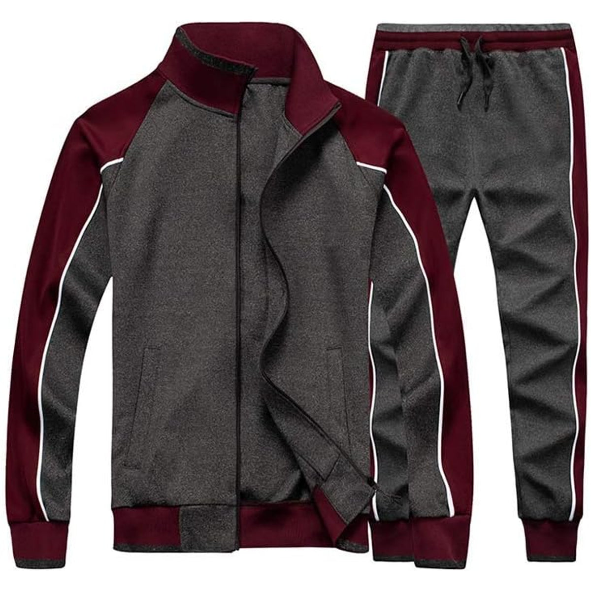 Men's Colorblock Tracksuit 2-Piece Set Athletic Stripe Design Casual Streetwear 5