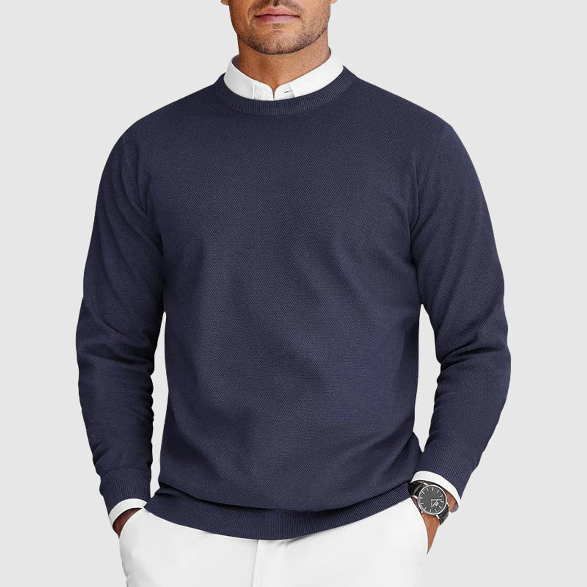 Men's Crew Neck Sweater Lightweight Casual Comfort for Chilly Days 4