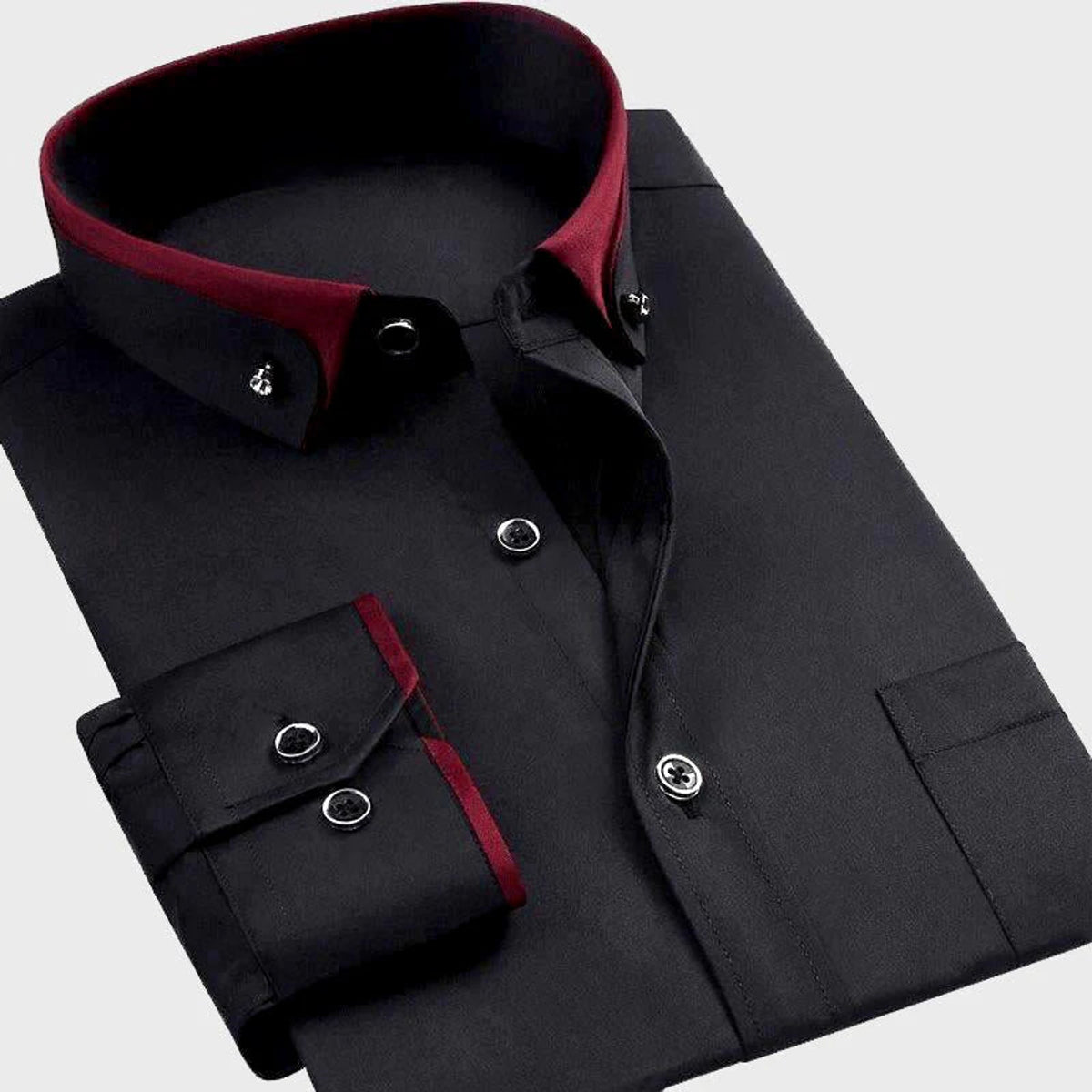 Men's Dress Shirt Full-Length Sleeves Elegant Style Comfortable Stretch Fabric 0