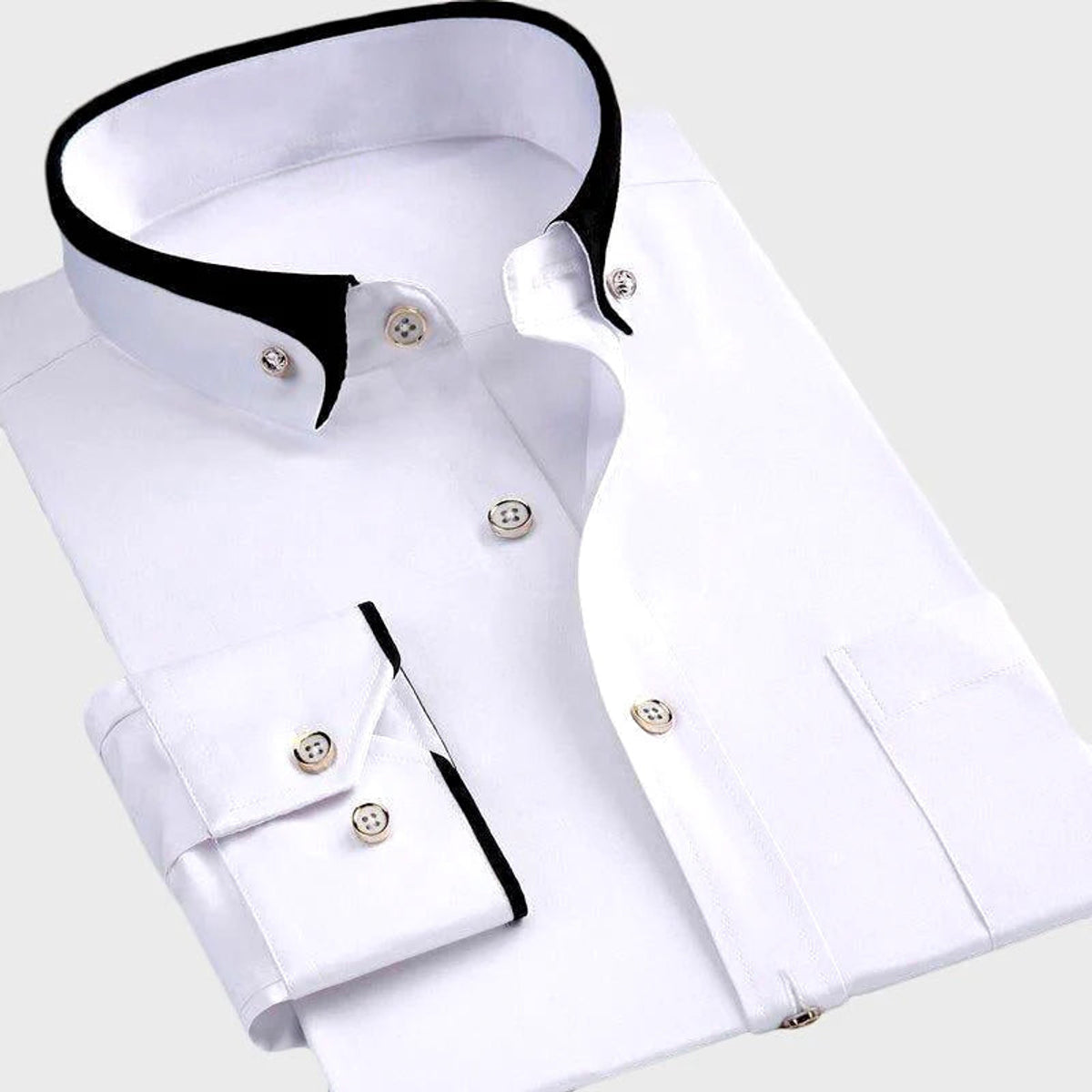 Men's Dress Shirt Full-Length Sleeves Elegant Style Comfortable Stretch Fabric 1
