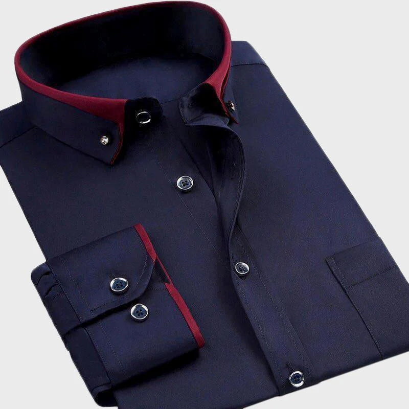 Men's Dress Shirt Full-Length Sleeves Elegant Style Comfortable Stretch Fabric 2