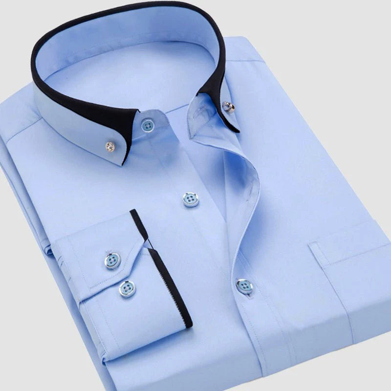 Men's Dress Shirt Full-Length Sleeves Elegant Style Comfortable Stretch Fabric 3