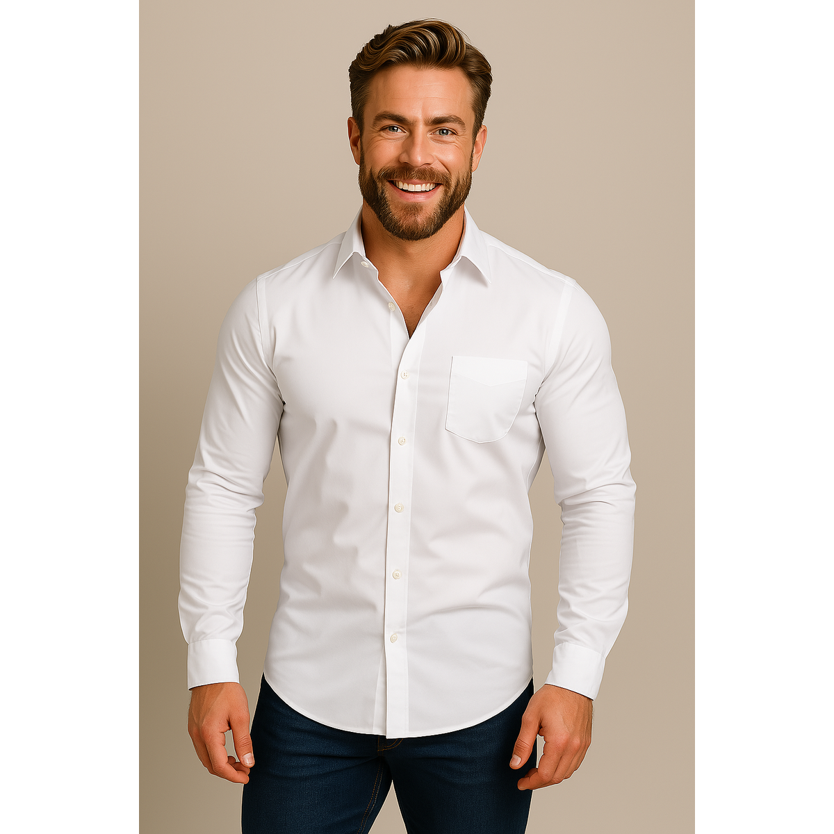 Men's Dress Shirt Long-Sleeved Classic Structured Fit Wrinkle-Free 0