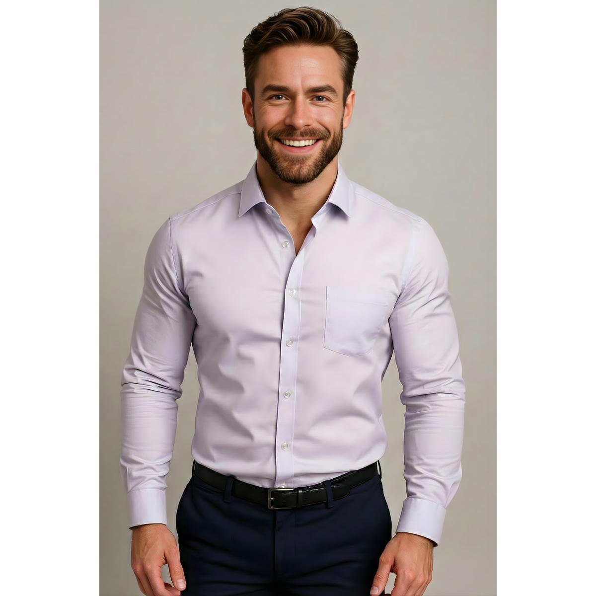 Men's Dress Shirt Long-Sleeved Classic Structured Fit Wrinkle-Free 12