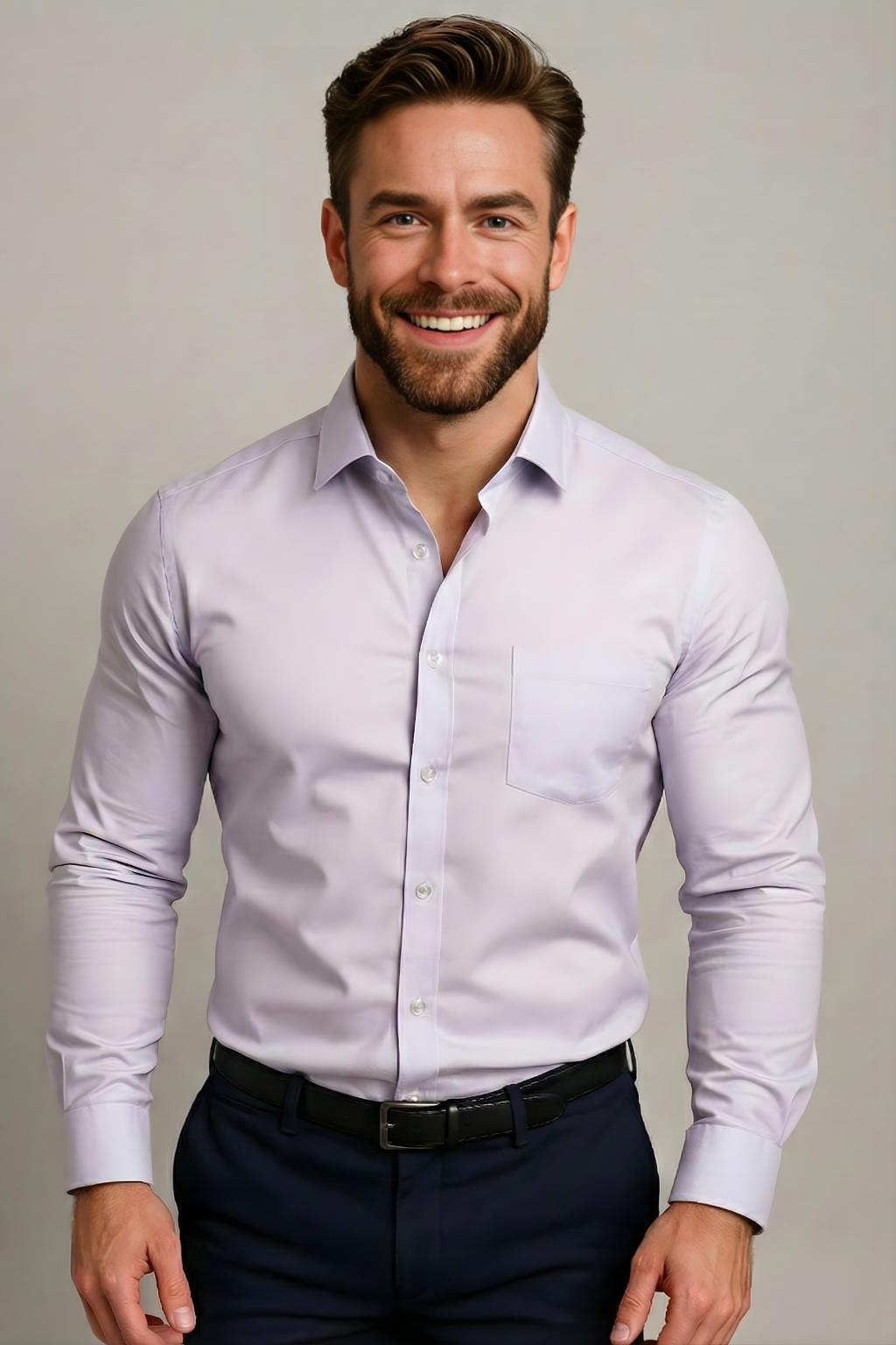 Men's Dress Shirt Long-Sleeved Classic Structured Fit Wrinkle-Free 12