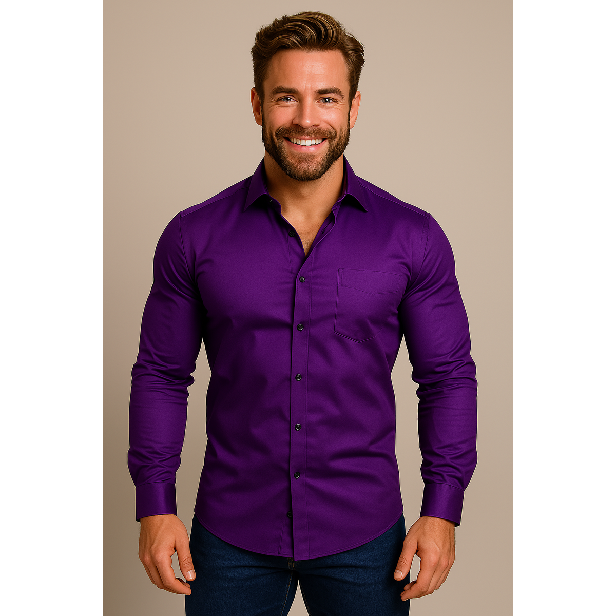 Men's Dress Shirt Long-Sleeved Classic Structured Fit Wrinkle-Free 13