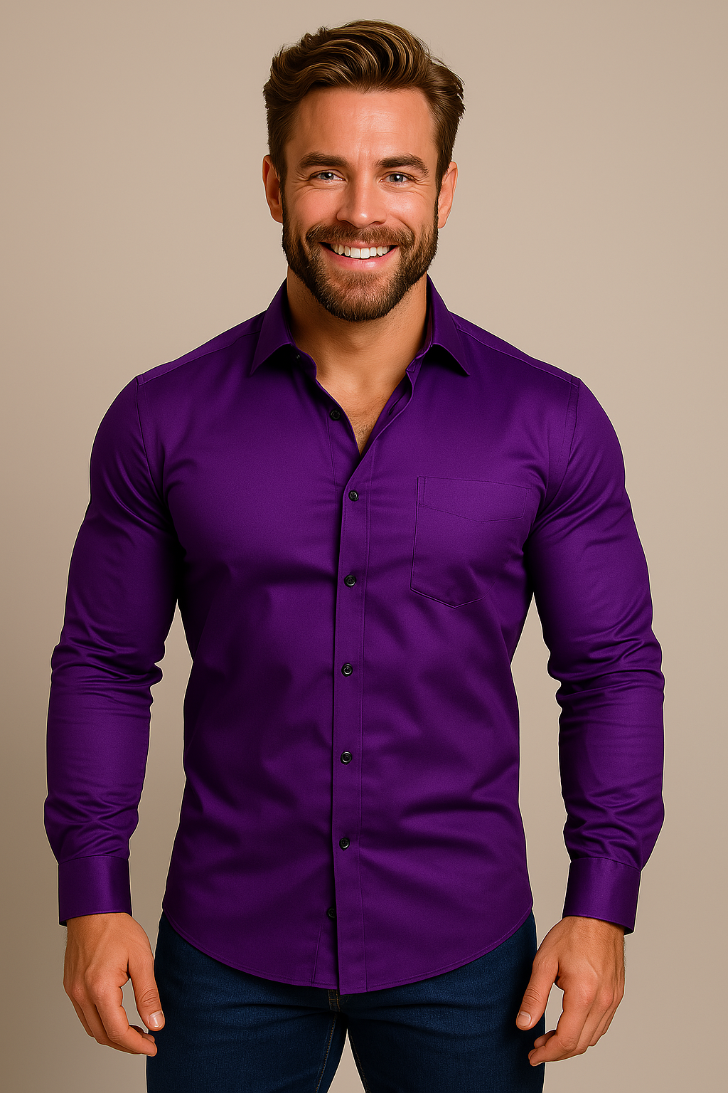 Men's Dress Shirt Long-Sleeved Classic Structured Fit Wrinkle-Free 13