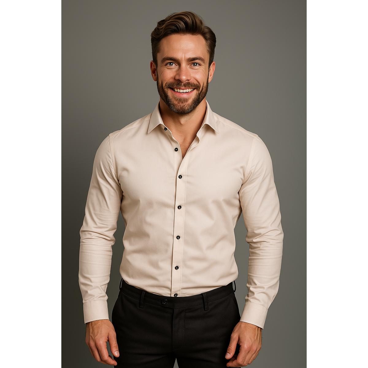 Men's Dress Shirt Long-Sleeved Classic Structured Fit Wrinkle-Free 15