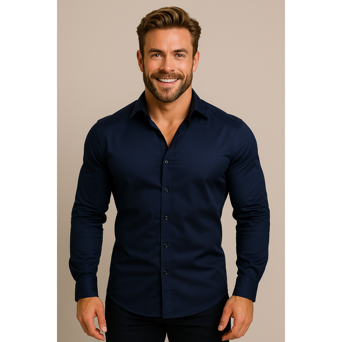 Men's Dress Shirt Long-Sleeved Classic Structured Fit Wrinkle-Free 17