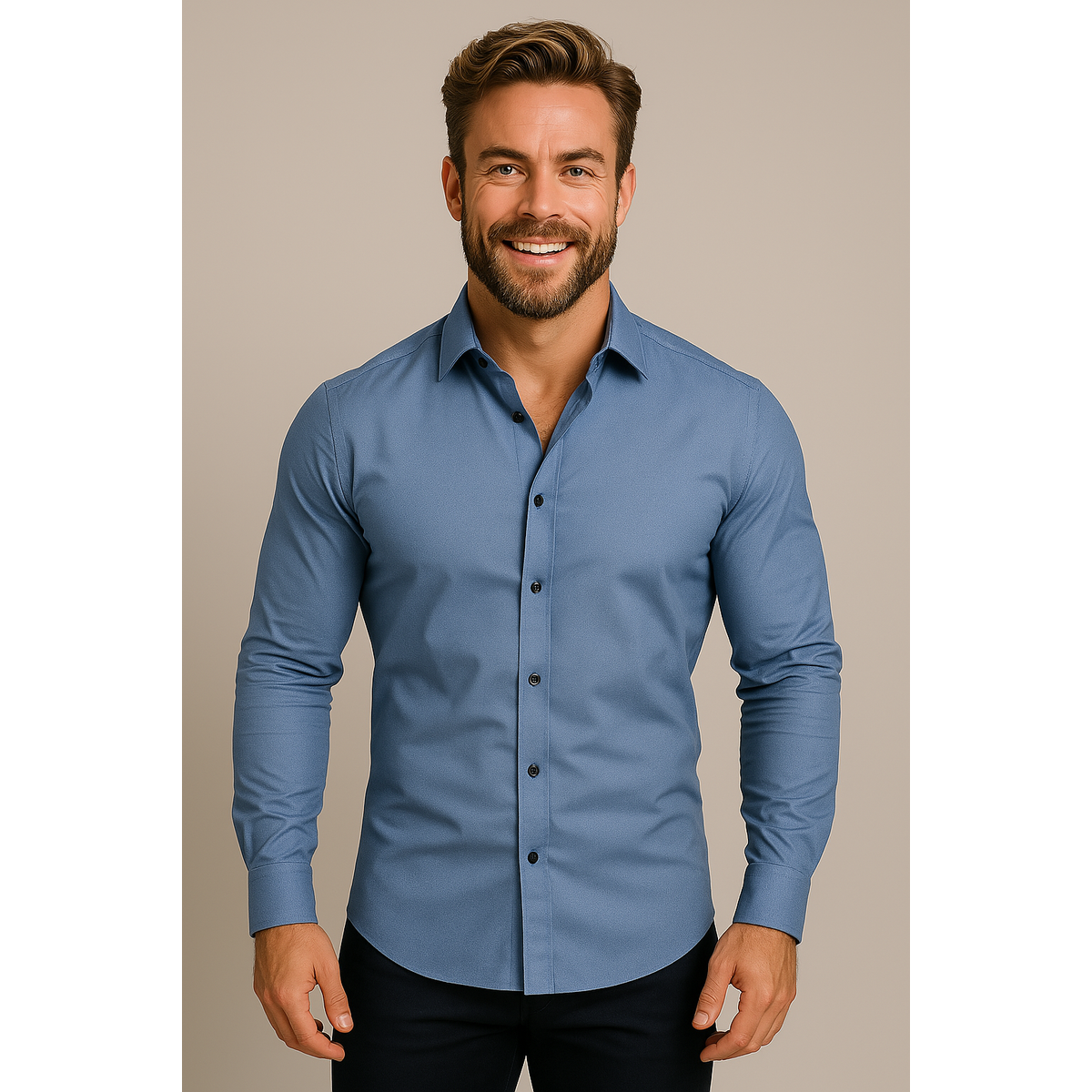 Men's Dress Shirt Long-Sleeved Classic Structured Fit Wrinkle-Free 7