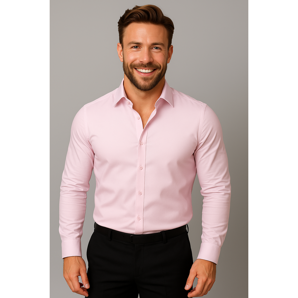Men's Dress Shirt Long-Sleeved Classic Structured Fit Wrinkle-Free 9