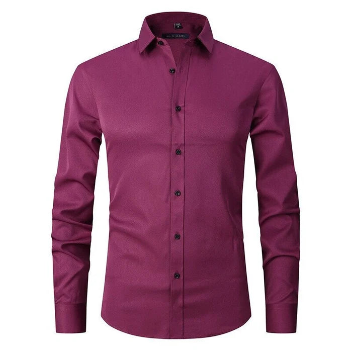 Men's Dress Shirt Non-Iron Stretch Slim Fit Long Sleeve Business Casual 10