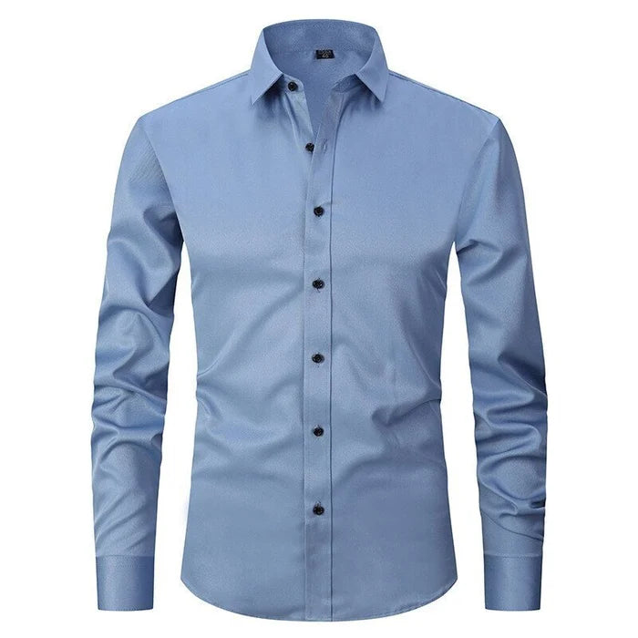 Men's Dress Shirt Non-Iron Stretch Slim Fit Long Sleeve Business Casual 2