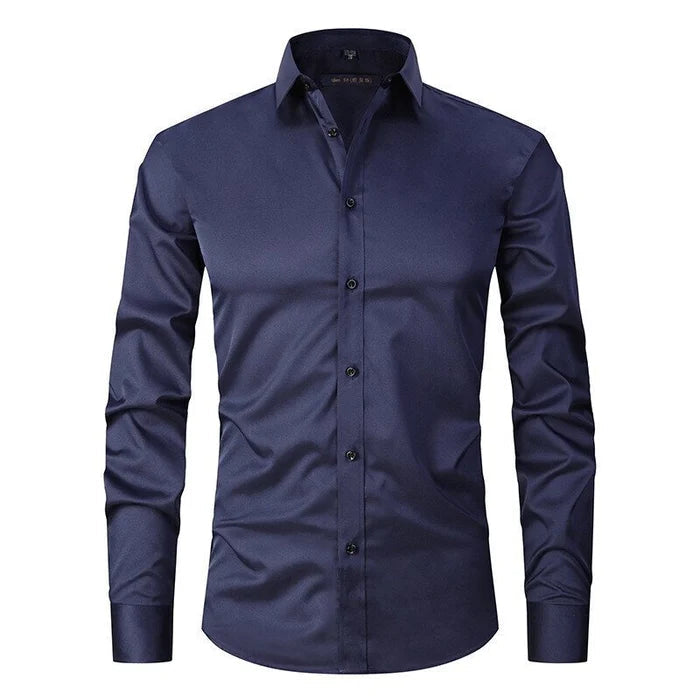 Men's Dress Shirt Non-Iron Stretch Slim Fit Long Sleeve Business Casual 3
