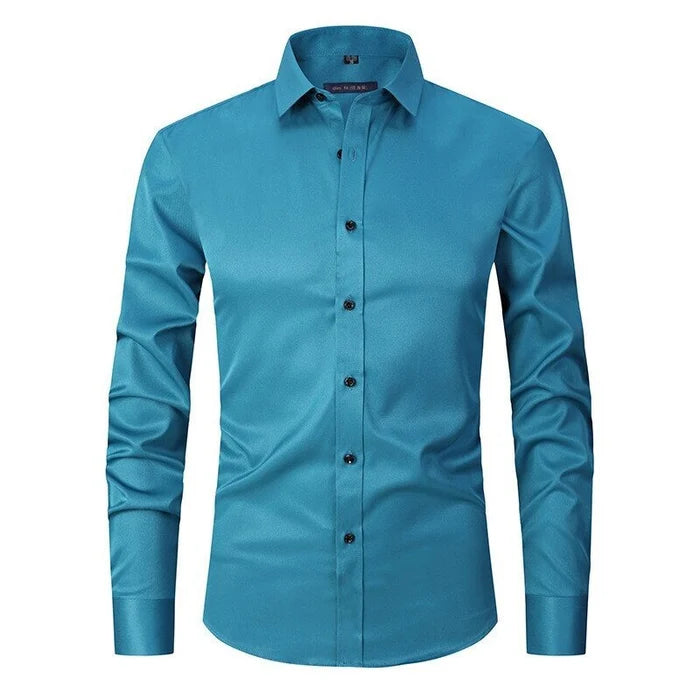 Men's Dress Shirt Non-Iron Stretch Slim Fit Long Sleeve Business Casual 5
