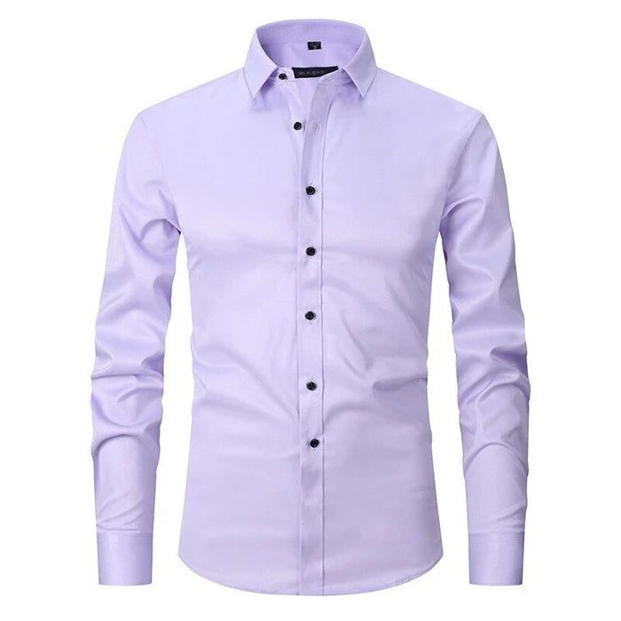 Men's Dress Shirt Non-Iron Stretch Slim Fit Long Sleeve Business Casual 6