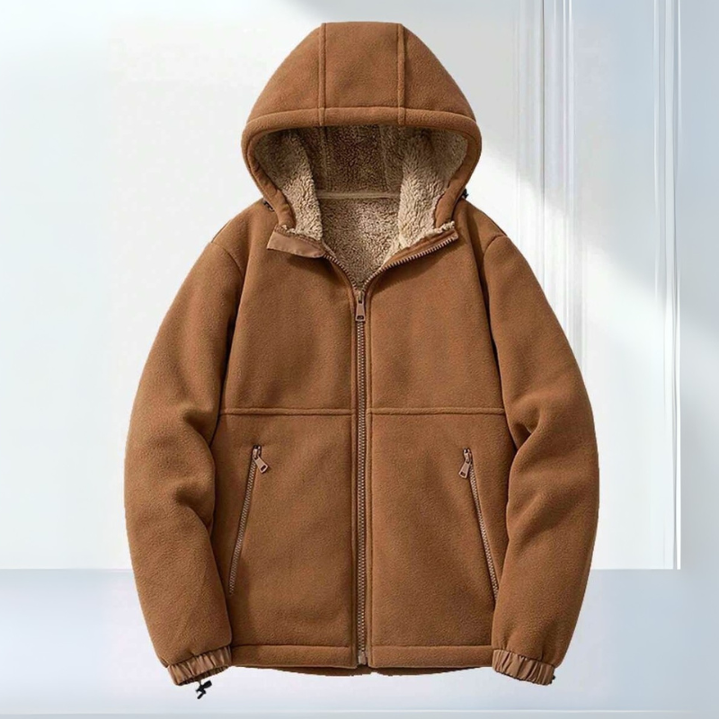 Men's Fleece Winter Jacket Hooded with Zipper Pockets Casual Stylish 1