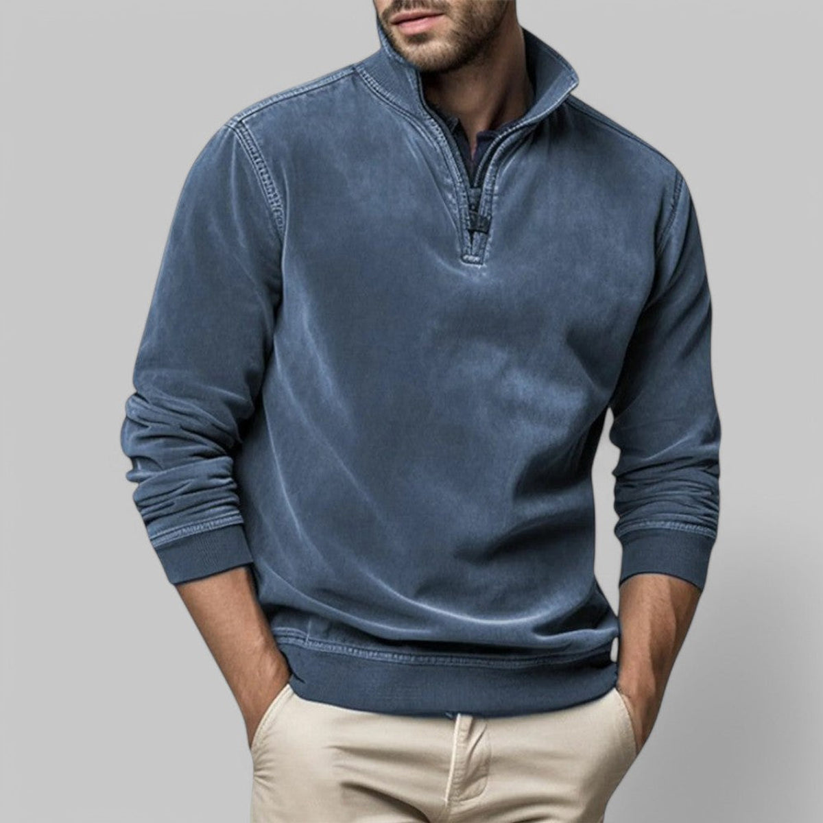 Men's Half-Zip Sweater Stand-Up Collar Casual Comfortable Fit 3