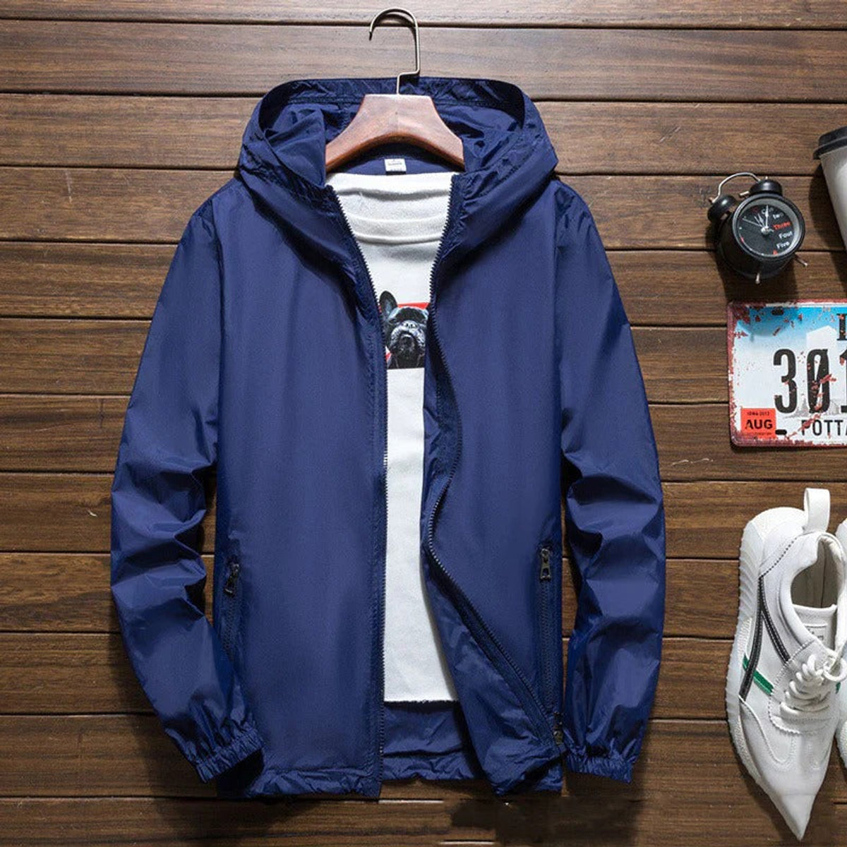 Men's Lightweight Waterproof Jacket with Hood for Outdoor Activities 8