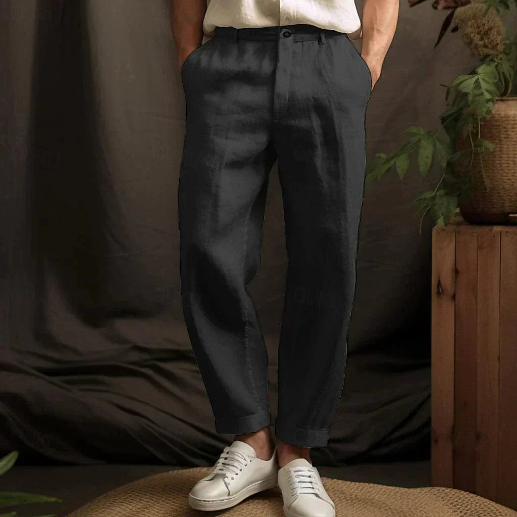 Men's Linen Pants Casual Lightweight Breathable Summer Style 2