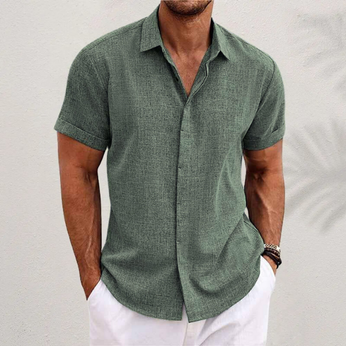Men's Linen Shirt Lightweight Breathable Casual Summer Essential 1