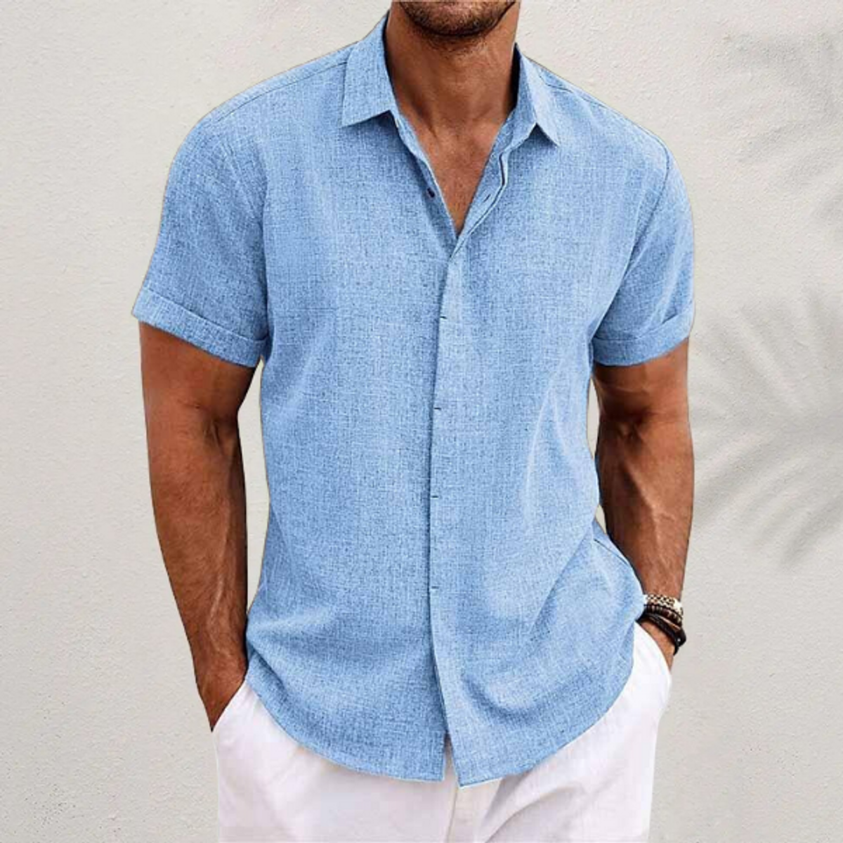 Men's Linen Shirt Lightweight Breathable Casual Summer Essential 2
