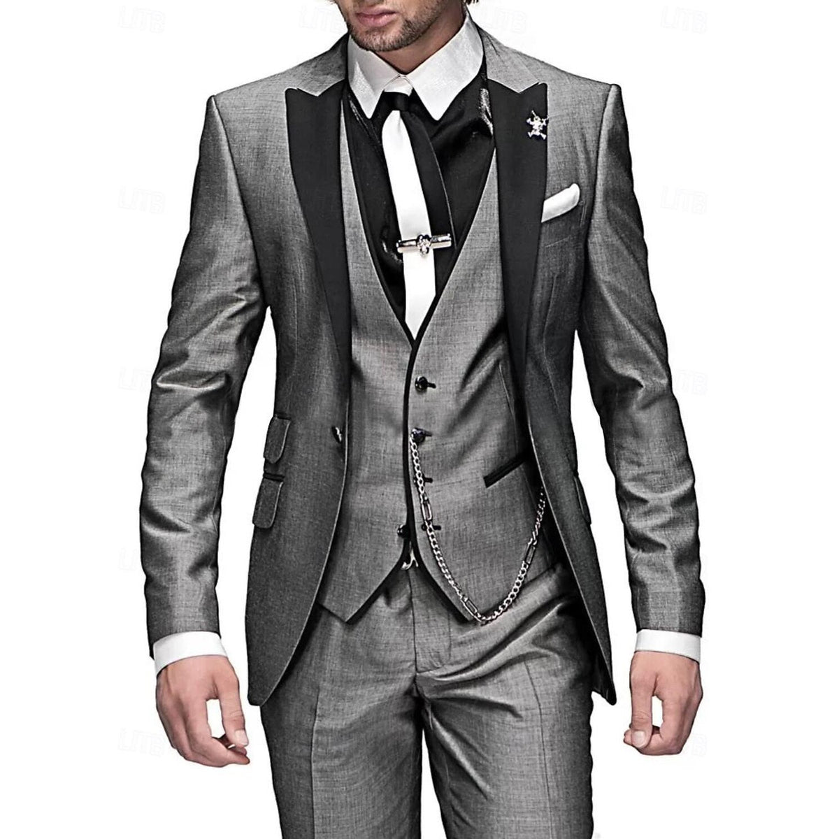 Men's Linen Suit Three-Piece Set Blazer Vest Trousers for Weddings 5
