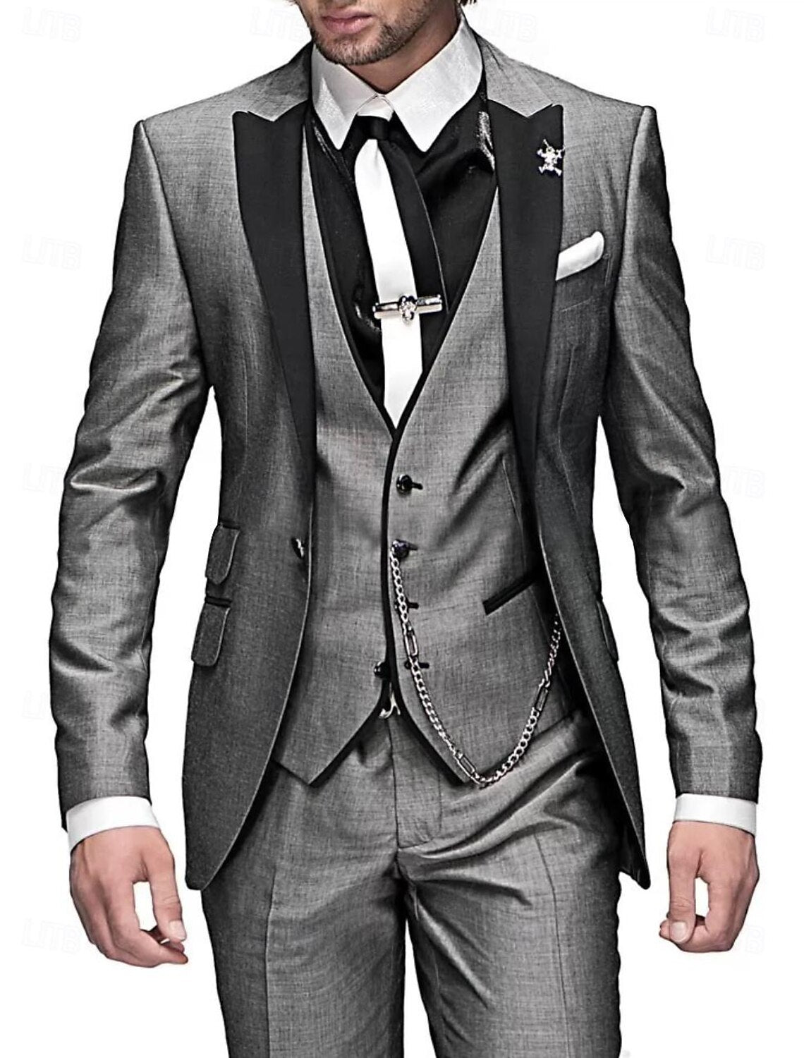 Men's Linen Suit Three-Piece Set Blazer Vest Trousers for Weddings 5