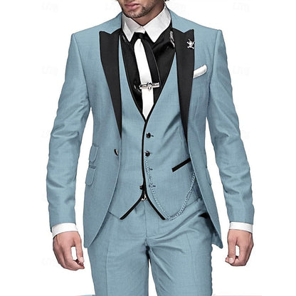 Men's Linen Suit Three-Piece Set Blazer Vest Trousers for Weddings 6