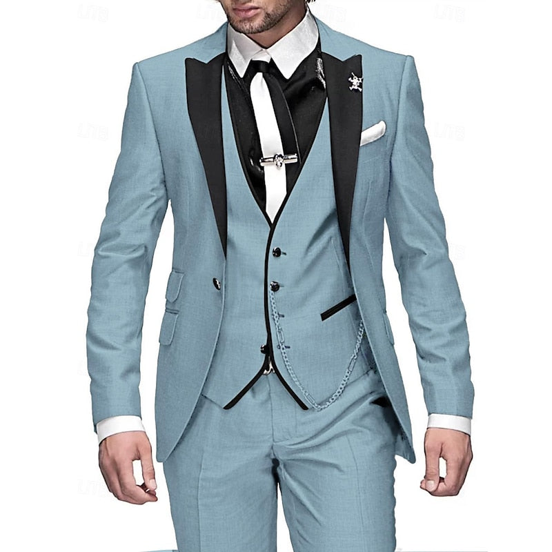 Men's Linen Suit Three-Piece Set Blazer Vest Trousers for Weddings 6