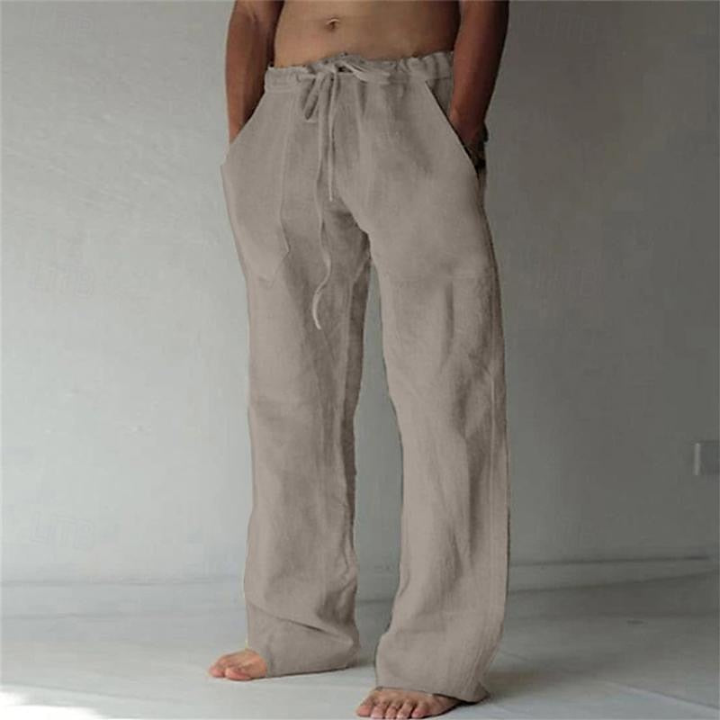 Men's Linen Trousers Breathable Summer Fit Casual Chic 5
