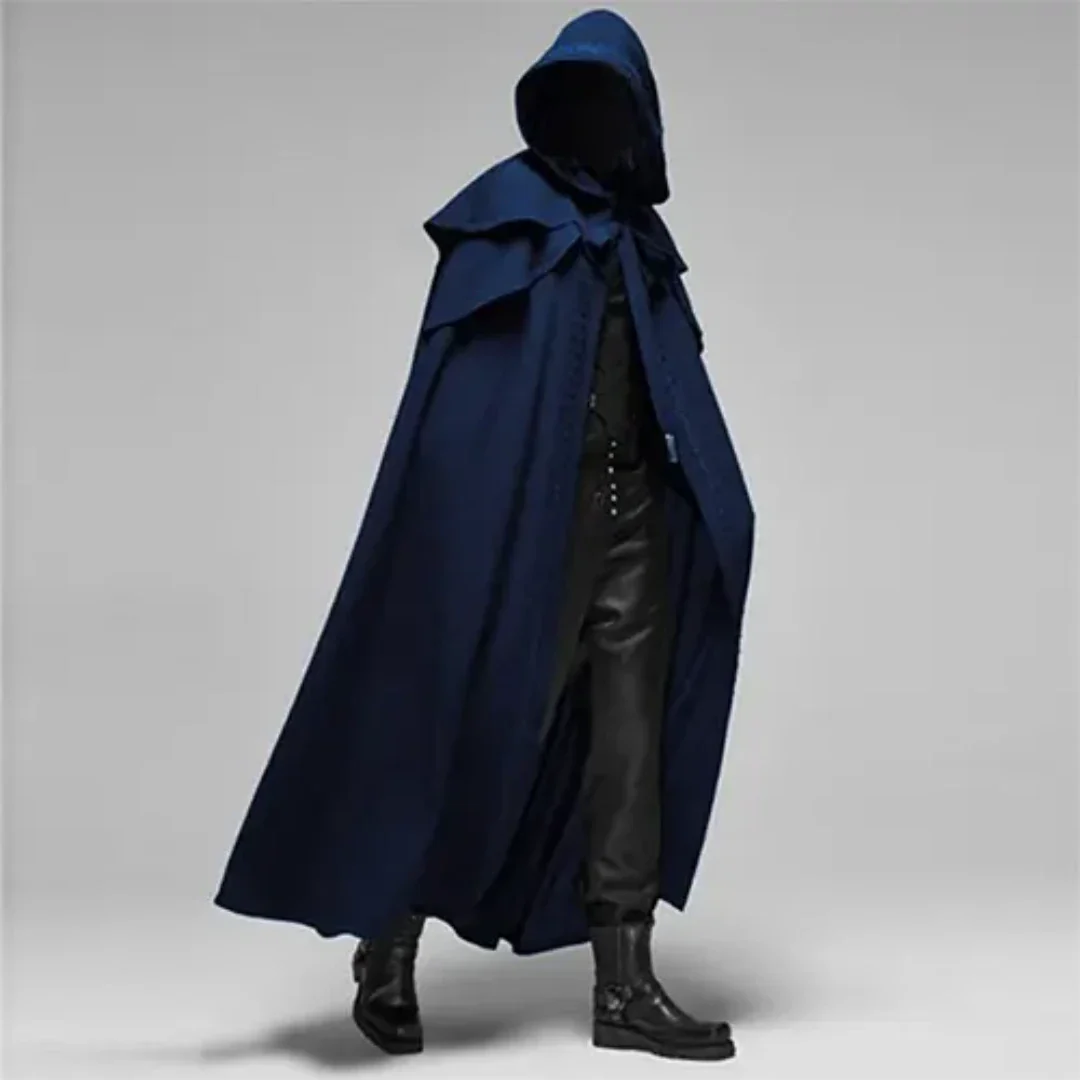 Men's Long Hooded Coat Halloween Costume Elegant Mystical Style 1