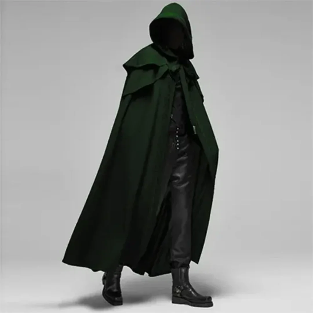 Men's Long Hooded Coat Halloween Costume Elegant Mystical Style 2