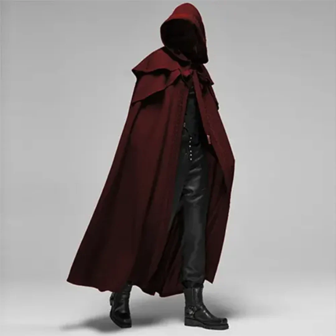 Men's Long Hooded Coat Halloween Costume Elegant Mystical Style 3
