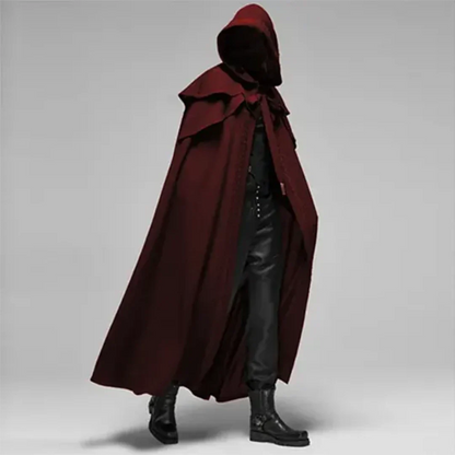 Men's Long Hooded Coat Halloween Costume Elegant Mystical Style 3