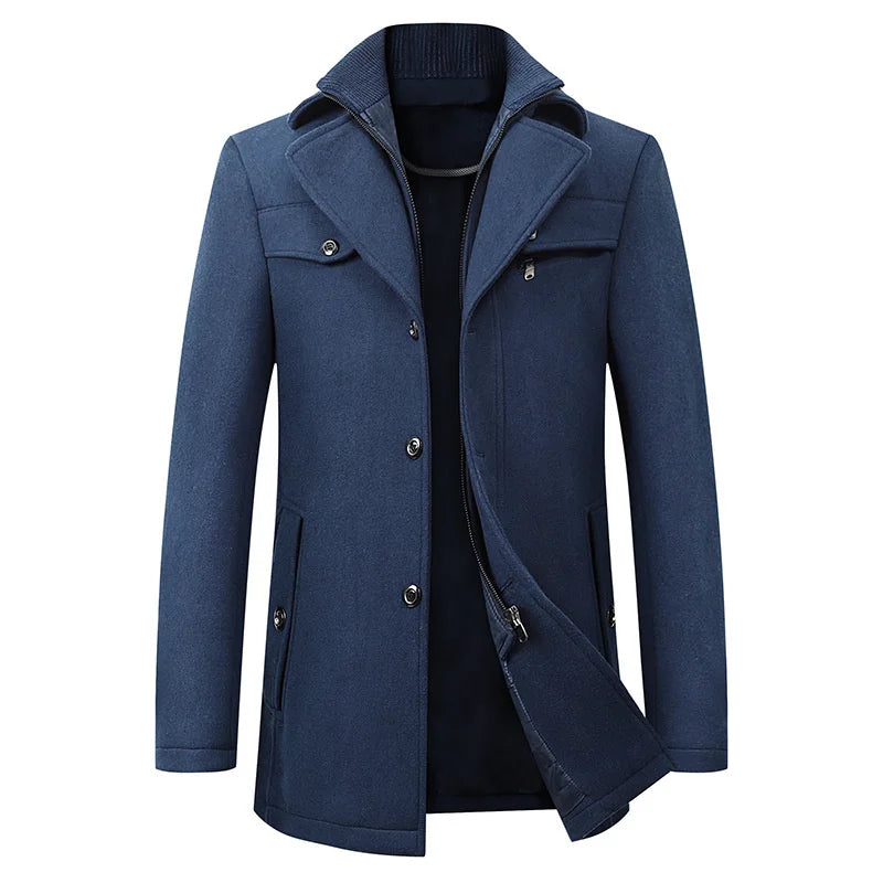 Men's Long Overcoat Tailored Design Winter Wool Coat for Formal & Casual Wear 2