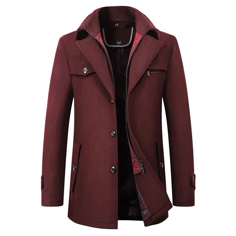 Men's Long Overcoat Tailored Design Winter Wool Coat for Formal & Casual Wear 3