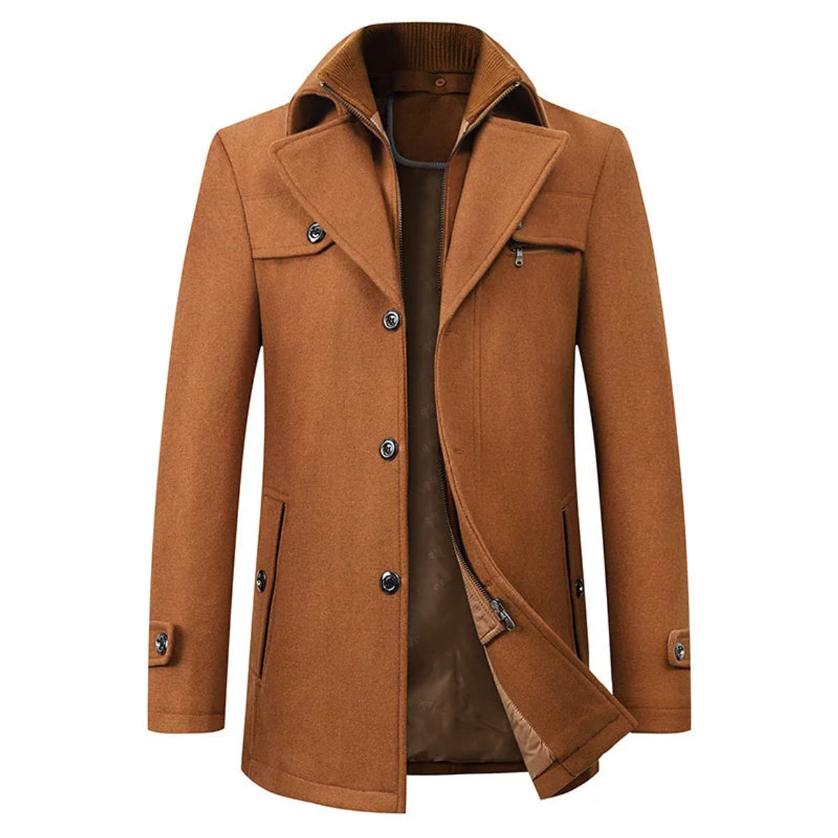 Men's Long Overcoat Tailored Design Winter Wool Coat for Formal & Casual Wear 4