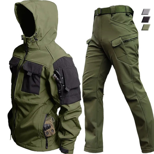 Men's Outdoor Clothing Set Waterproof Windproof Softshell Hiking Gear 0