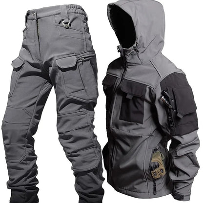 Men's Outdoor Clothing Set Waterproof Windproof Softshell Hiking Gear 1